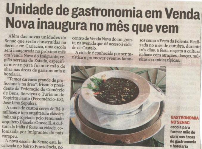 Unidade de gastronomia em Venda Nova inaugura no mês que vem